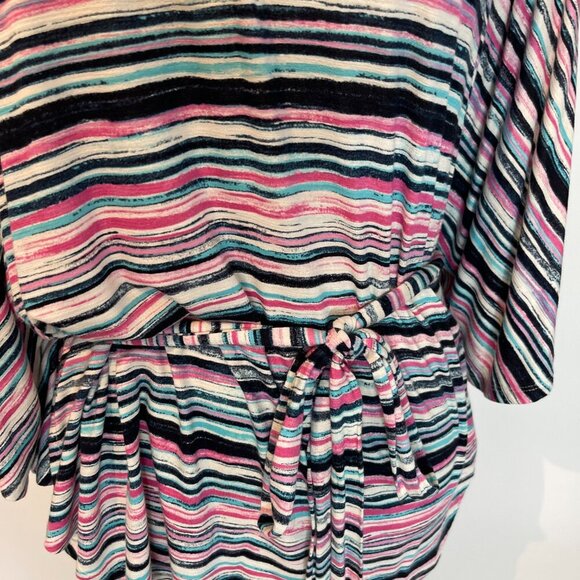 Lane Bryant V-Neck Striped Butterfly Sleeve Shirt size 14/16 - Picture 3 of 6